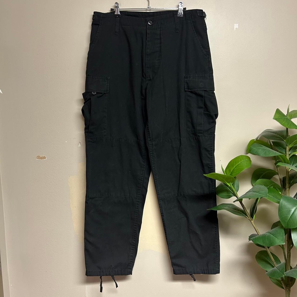 Vintage 2000s Black Military Double Knee Utility Cargo Pants 34x30.5